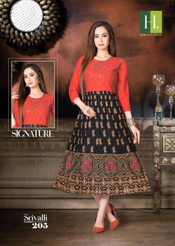 Hirwa Srivalli Rayon Designer anarkali Kurti Collection